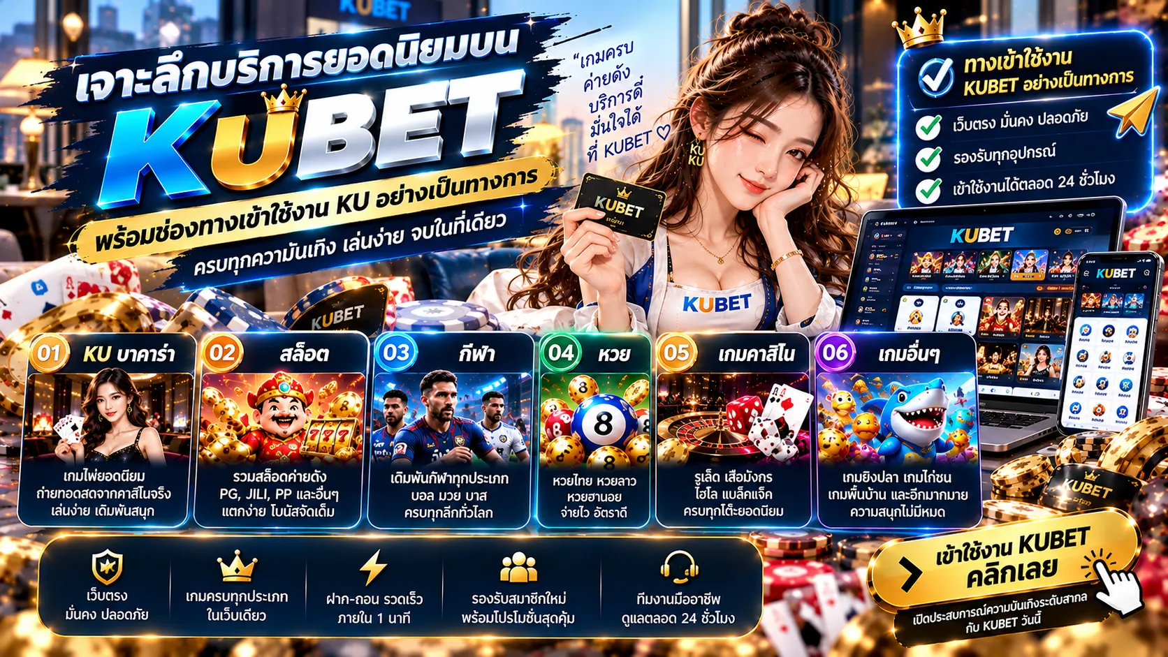 เจาะลึกบริการยอดนิยมบน KUBET พร้อมช่องทางเข้าใช้งาน KU อย่างเป็นทางการ